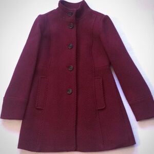 LOFT burgundy ribbed dress coat